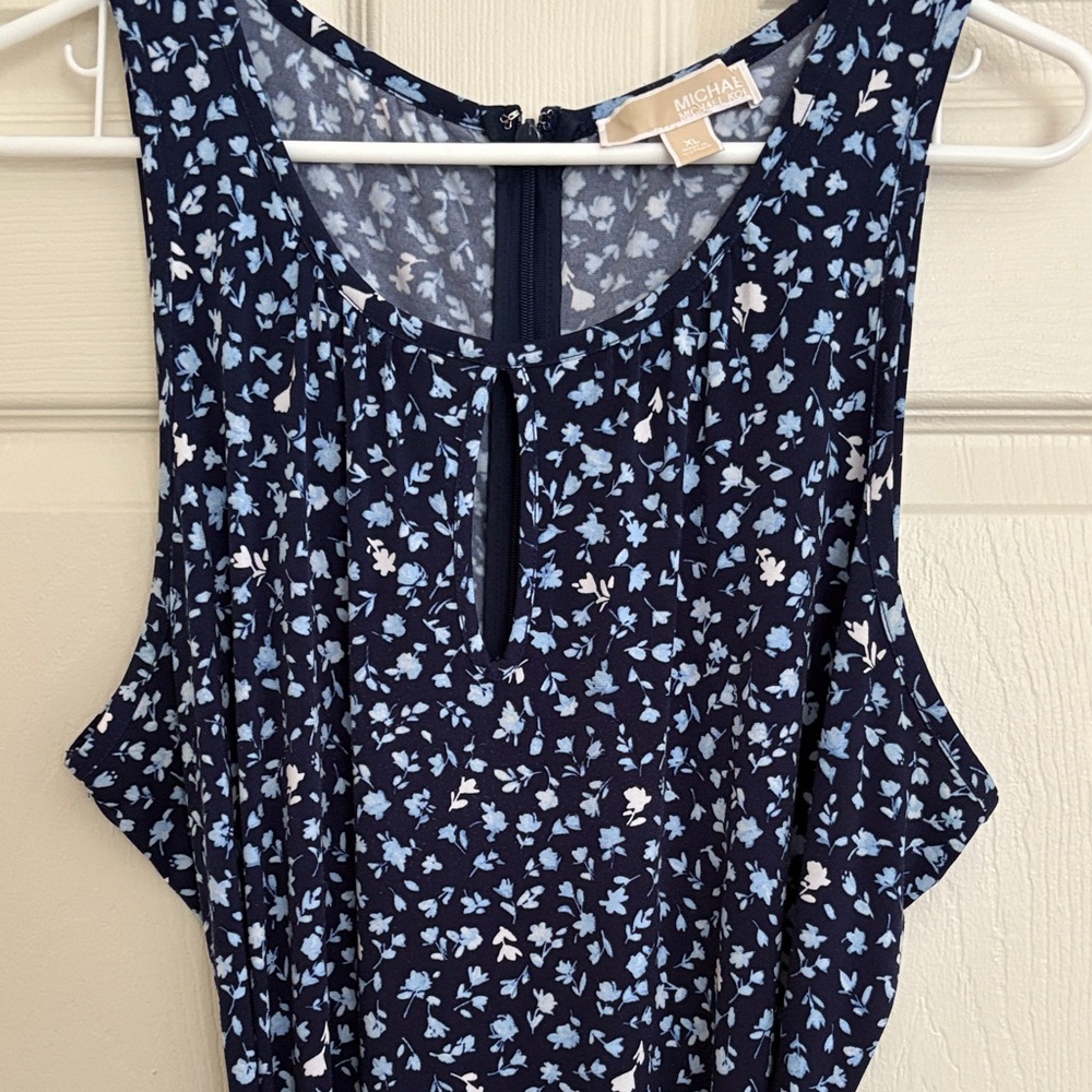 Michael Kors Navy Belted Floral Maxi Dress - Picture 3 of 6